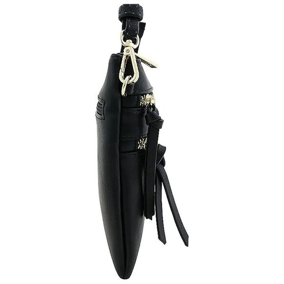 Small Lightweight Shoulder Bag for Women, Mini Multi Zipper Pocket Black - Picture 3 of 7